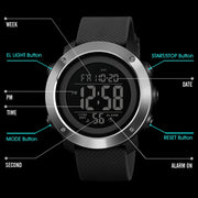 SKMEI 1426 Multifunctional Outdoor Fashion Noctilucent Water-resistant White Machine Rubber Ring Digital Watch(Black)