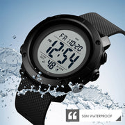 SKMEI 1426 Multifunctional Outdoor Fashion Noctilucent Water-resistant White Machine Rubber Ring Digital Watch(Black)