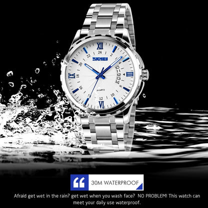 SKMEI 9069 Multifunctional Outdoor Fashion Business Waterproof Silver Shell Quartz Wrist Watch(Gold) - free shipping - PMC Jewellery - Order now!
