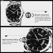 SKMEI 9069 Multifunctional Outdoor Fashion Business Water-resistant Silver Shell Quartz Wrist Watch(Blue)