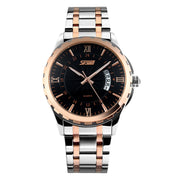SKMEI 9069 Multifunctional Outdoor Fashion Business Water-resistant Interval Gold Shell Quartz Wrist Watch(Gold)