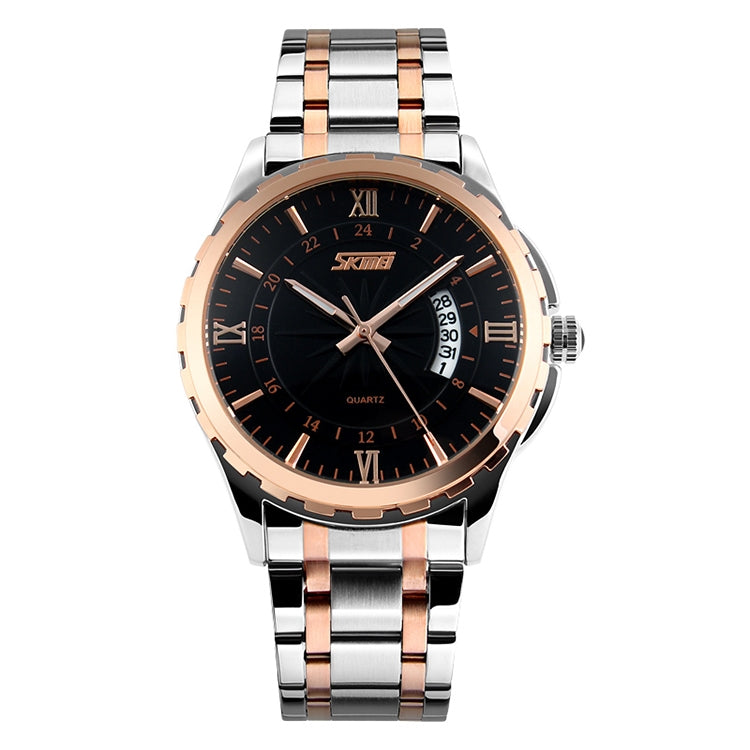 SKMEI 9069 Multifunctional Outdoor Fashion Business Water-resistant Interval Gold Shell Quartz Wrist Watch(Gold)