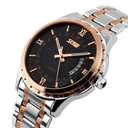 SKMEI 9069 Multifunctional Outdoor Fashion Business Water-resistant Interval Gold Shell Quartz Wrist Watch(Gold)