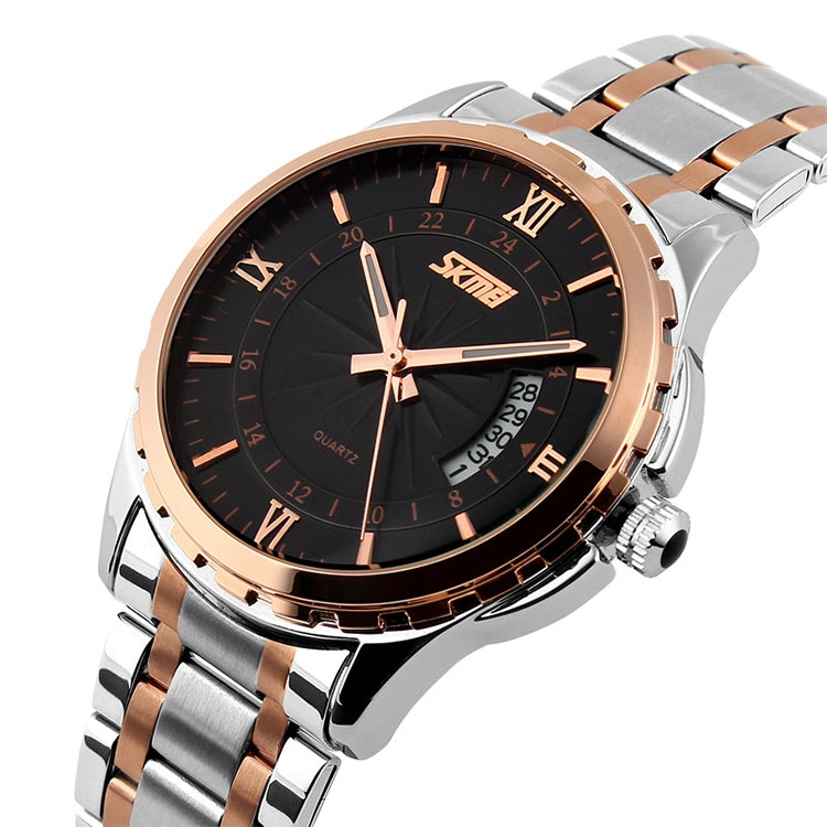 SKMEI 9069 Multifunctional Outdoor Fashion Business Water-resistant Interval Gold Shell Quartz Wrist Watch(Gold)