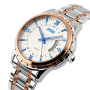 SKMEI 9069 Multifunctional Outdoor Fashion Business Water-resistant Interval Gold Shell Quartz Wrist Watch(Blue)
