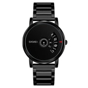 SKMEI 1260 Fashion Creative Pointer 30m Water-resistant Quartz Wrist Watch with Stainless Steel Watchband(Black)