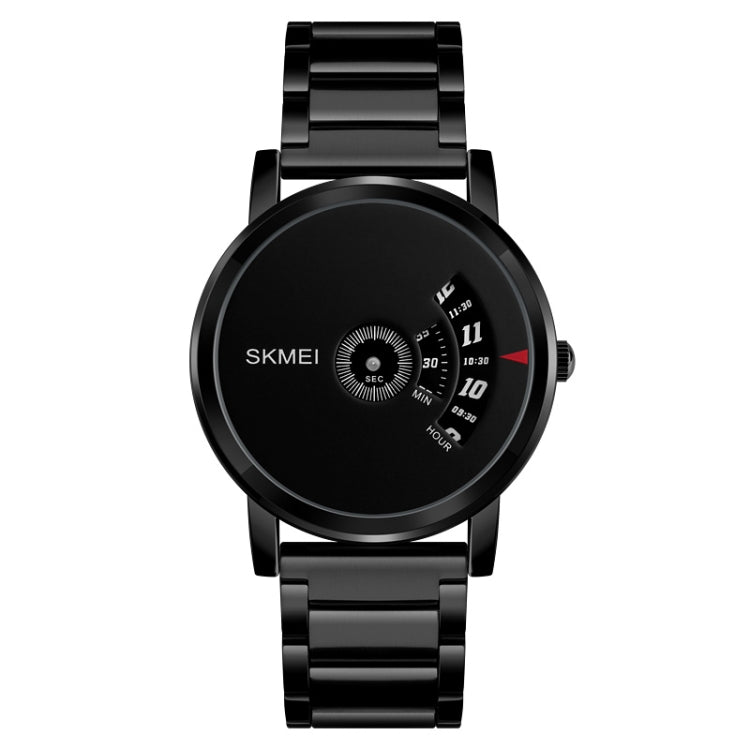 SKMEI 1260 Fashion Creative Pointer 30m Water-resistant Quartz Wrist Watch with Stainless Steel Watchband(Black)