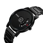 SKMEI 1260 Fashion Creative Pointer 30m Water-resistant Quartz Wrist Watch with Stainless Steel Watchband(Black)