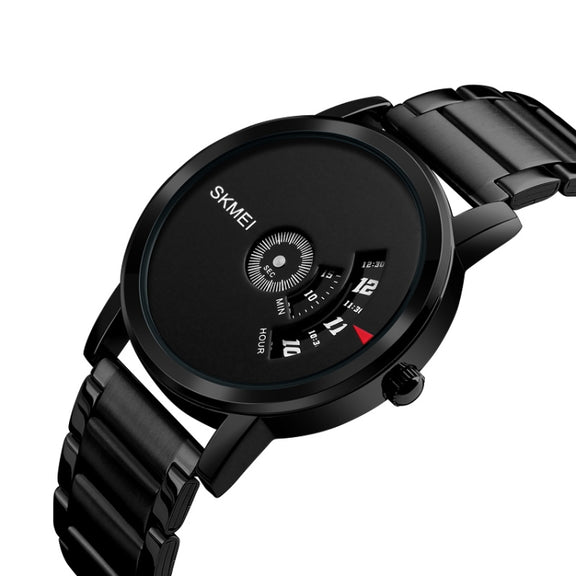 SKMEI 1260 Fashion Creative Pointer 30m Water-resistant Quartz Wrist Watch with Stainless Steel Watchband(Black)