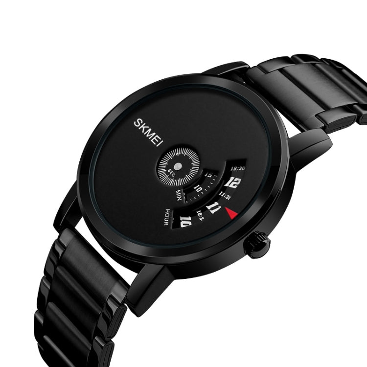 SKMEI 1260 Fashion Creative Pointer 30m Water-resistant Quartz Wrist Watch with Stainless Steel Watchband(Black)