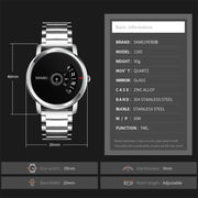 SKMEI 1260 Fashion Creative Pointer 30m Water-resistant Quartz Wrist Watch with Stainless Steel Watchband(Black)