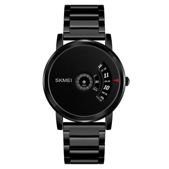 SKMEI 1260 Fashion Creative Pointer 30m Water-resistant Quartz Wrist Watch with Stainless Steel Watchband(Black)
