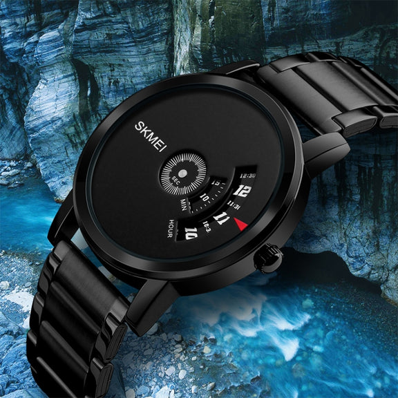 SKMEI 1260 Fashion Creative Pointer 30m Water-resistant Quartz Wrist Watch with Stainless Steel Watchband(Black)