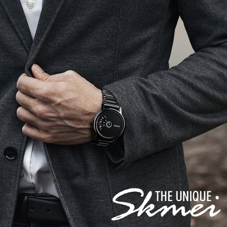 SKMEI 1260 Fashion Creative Pointer 30m Water-resistant Quartz Wrist Watch with Stainless Steel Watchband(Black)
