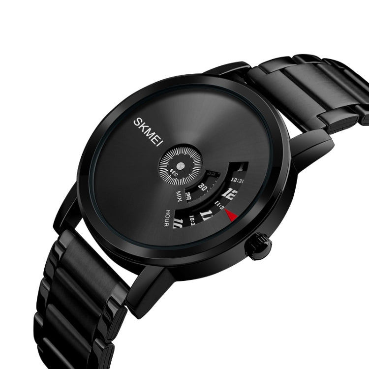 SKMEI 1260 Fashion Creative Pointer 30m Waterproof Quartz Wrist Watch with Stainless Steel Watchband(Jet Black) - free shipping - PMC TechLife - Order now!