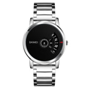 SKMEI 1260 Fashion Creative Pointer 30m Water-resistant Quartz Wrist Watch with Stainless Steel Watchband(Silver+Black)