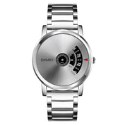 SKMEI 1260 Fashion Creative Pointer 30m Water-resistant Quartz Wrist Watch with Stainless Steel Watchband(Silver)
