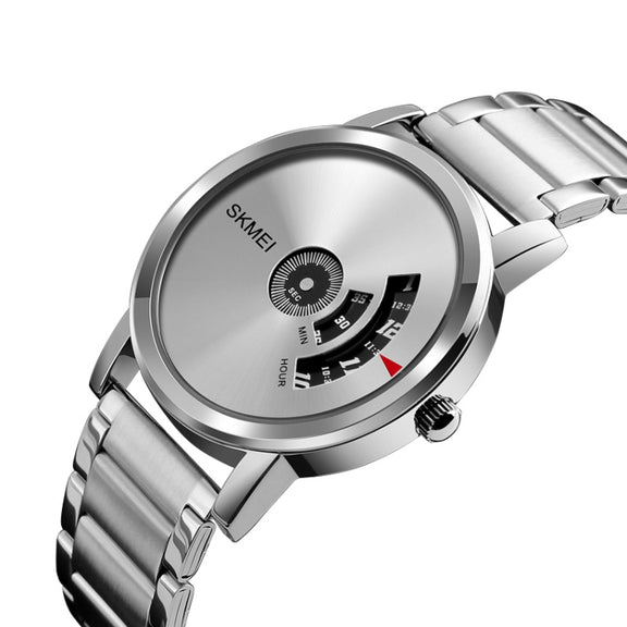 SKMEI 1260 Fashion Creative Pointer 30m Water-resistant Quartz Wrist Watch with Stainless Steel Watchband(Silver)