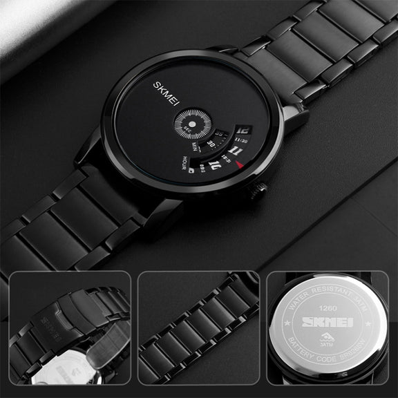 SKMEI 1260 Fashion Creative Pointer 30m Water-resistant Quartz Wrist Watch with Stainless Steel Watchband(Silver)