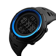 SKMEI 1251 Men Fashionable Outdoor 50m Water-resistant Sports Watch Digital Watch with PU Watchband(Blue)