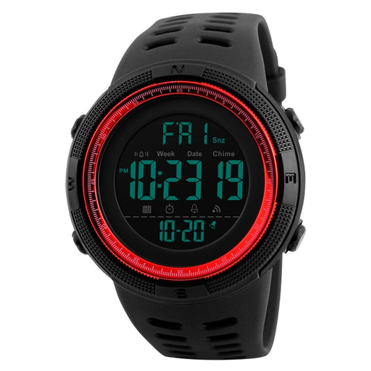 SKMEI 1251 Men Fashionable Outdoor 50m Waterproof Sports Watch Digital Watch with PU Watchband(Black Red) - free shipping - PMC Jewellery - Order now!