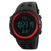 SKMEI 1251 Men Fashionable Outdoor 50m Water-resistant Sports Watch Digital Watch with PU Watchband(Black Red)