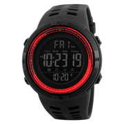 SKMEI 1251 Men Fashionable Outdoor 50m Water-resistant Sports Watch Digital Watch with PU Watchband(Black Red)