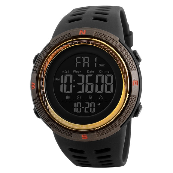 SKMEI 1251 Men Fashionable Outdoor 50m Water-resistant Sports Watch Digital Watch with PU Watchband(Coffee)