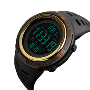 SKMEI 1251 Men Fashionable Outdoor 50m Water-resistant Sports Watch Digital Watch with PU Watchband(Coffee)