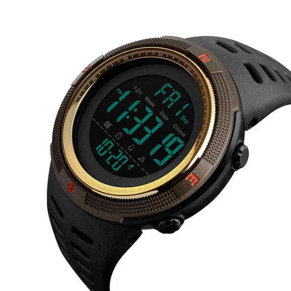 SKMEI 1251 Men Fashionable Outdoor 50m Water-resistant Sports Watch Digital Watch with PU Watchband(Coffee)