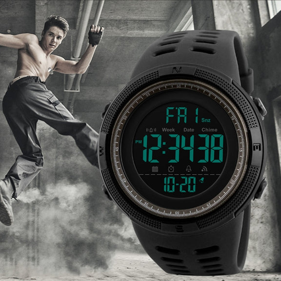 SKMEI 1251 Men Fashionable Outdoor 50m Water-resistant Sports Watch Digital Watch with PU Watchband(Grey)