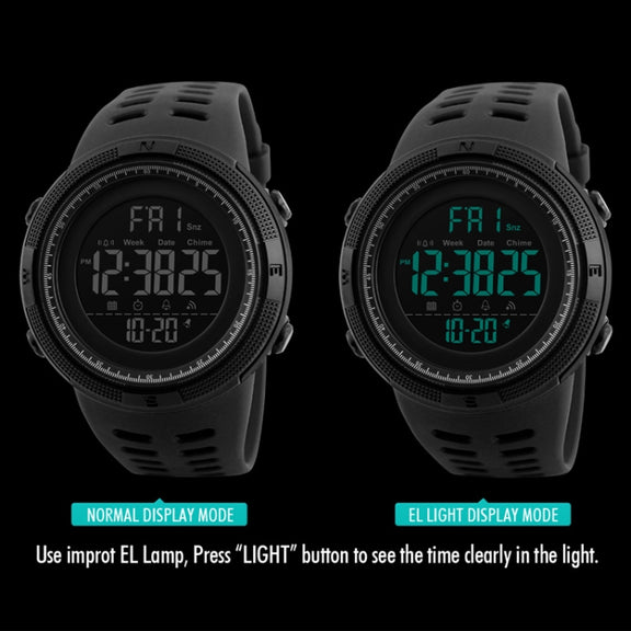 SKMEI 1251 Men Fashionable Outdoor 50m Water-resistant Sports Watch Digital Watch with PU Watchband(Grey)