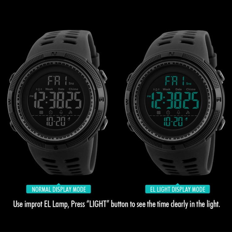 SKMEI 1251 Men Fashionable Outdoor 50m Water-resistant Sports Watch Digital Watch with PU Watchband(Grey)