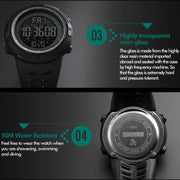 SKMEI 1251 Men Fashionable Outdoor 50m Water-resistant Sports Watch Digital Watch with PU Watchband(Grey)