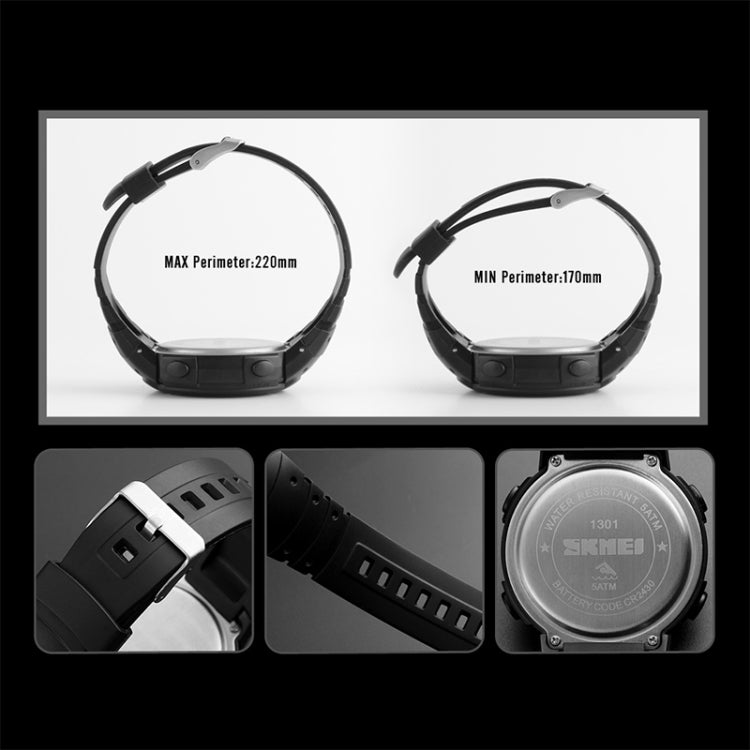 SKMEI 1301 Multifunction 50m Water-resistant Sports Bluetooth Smart Watch, Compatible with Android & iOS System(Black)
