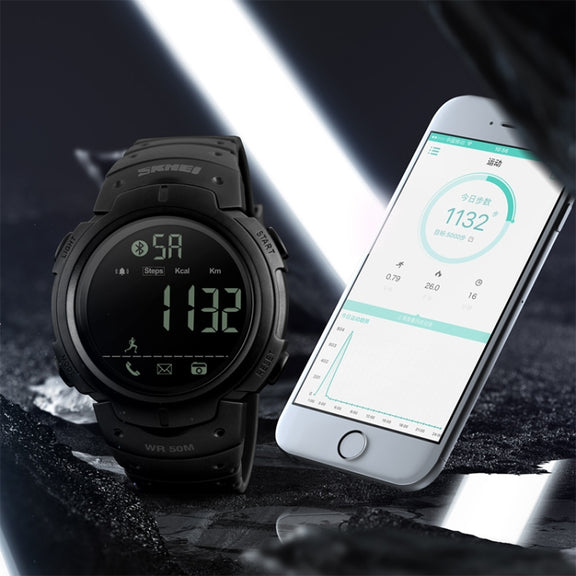 SKMEI 1301 Multifunction 50m Water-resistant Sports Bluetooth Smart Watch, Compatible with Android & iOS System(Black)
