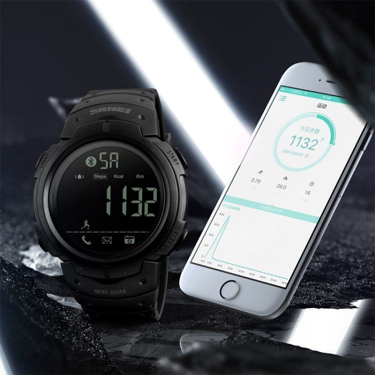 SKMEI 1301 Multifunction 50m Water-resistant Sports Bluetooth Smart Watch, Compatible with Android & iOS System(Black)