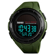 SKMEI 1405 Fashion Solar Power Outdoor Sports Watch Multifunctional 50m Water-resistant Men Digital Watch(Army Green)