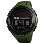 SKMEI 1405 Fashion Solar Power Outdoor Sports Watch Multifunctional 50m Water-resistant Men Digital Watch(Army Green)