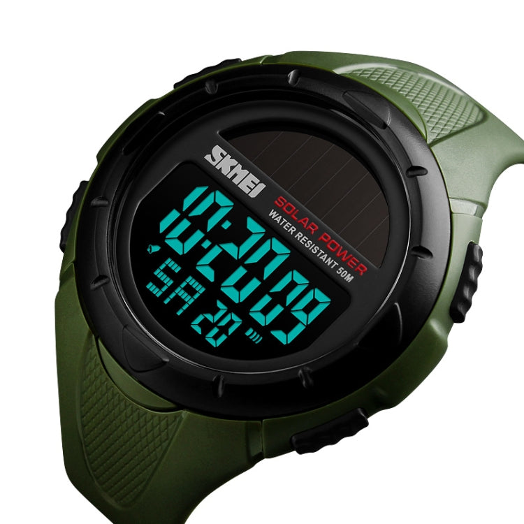 SKMEI 1405 Fashion Solar Power Outdoor Sports Watch Multifunctional 50m Water-resistant Men Digital Watch(Army Green)