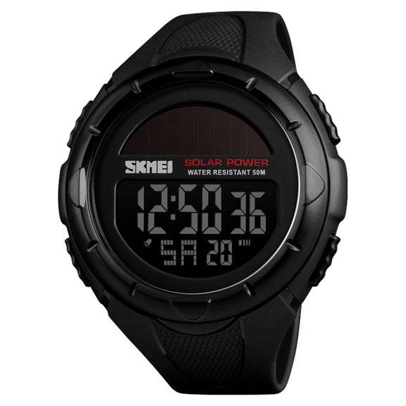 SKMEI 1405 Fashion Solar Power Outdoor Sports Watch Multifunctional 50m Water-resistant Men Digital Watch(Black)