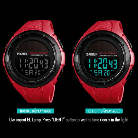 SKMEI 1405 Fashion Solar Power Outdoor Sports Watch Multifunctional 50m Water-resistant Men Digital Watch(Black)