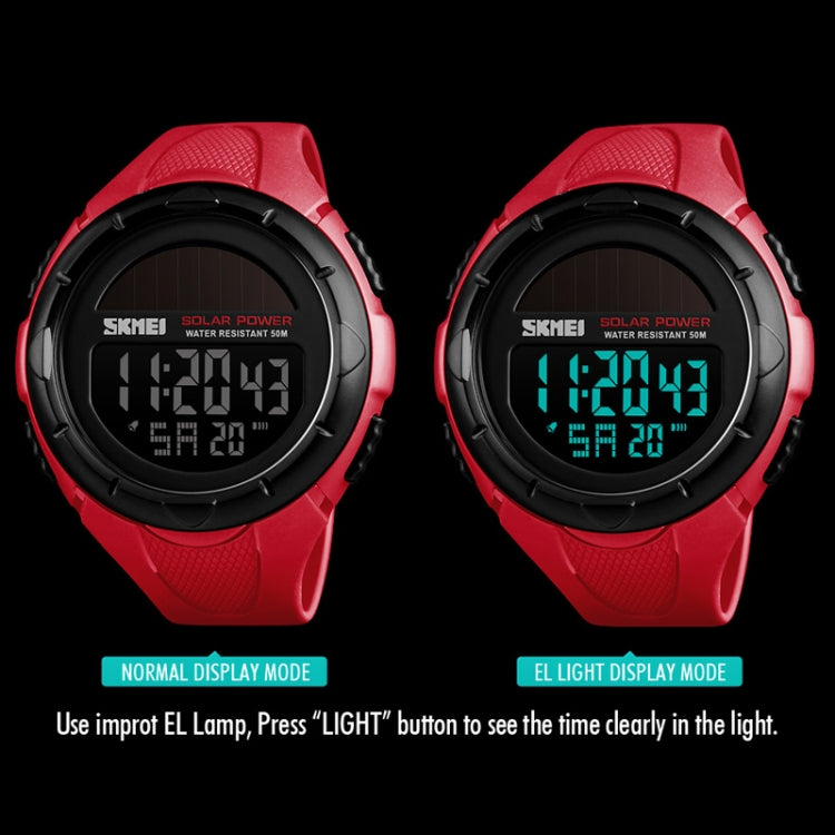 SKMEI 1405 Fashion Solar Power Outdoor Sports Watch Multifunctional 50m Water-resistant Men Digital Watch(Black)