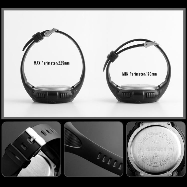 SKMEI 1405 Fashion Solar Power Outdoor Sports Watch Multifunctional 50m Water-resistant Men Digital Watch(Black)