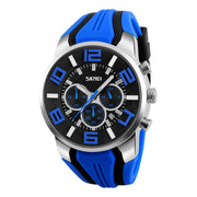 SKMEI 9128 Fashion Multifunctional 3D Large Dial Sports Wristwatch 30m Water-resistant Quartz Watch(Blue)