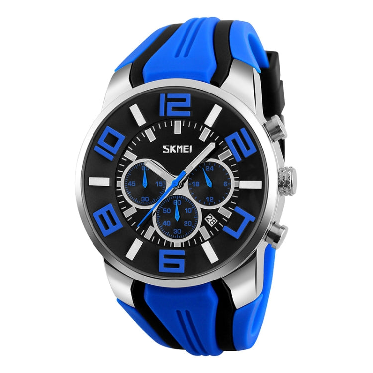 SKMEI 9128 Fashion Multifunctional 3D Large Dial Sports Wristwatch 30m Water-resistant Quartz Watch(Blue)