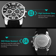 SKMEI 9128 Fashion Multifunctional 3D Large Dial Sports Wristwatch 30m Water-resistant Quartz Watch(Blue)