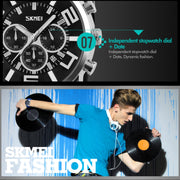 SKMEI 9128 Fashion Multifunctional 3D Large Dial Sports Wristwatch 30m Water-resistant Quartz Watch(Blue)