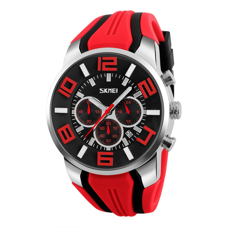 SKMEI 9128 Fashion Multifunctional 3D Large Dial Sports Wristwatch 30m Water-resistant Quartz Watch(Red)