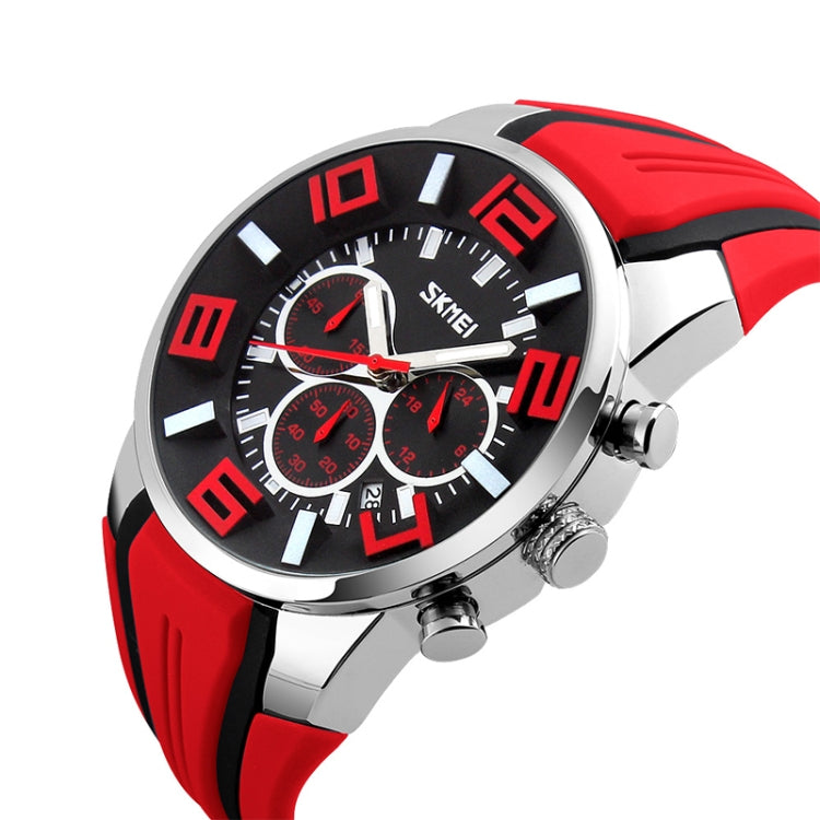 SKMEI 9128 Fashion Multifunctional 3D Large Dial Sports Wristwatch 30m Water-resistant Quartz Watch(Red)